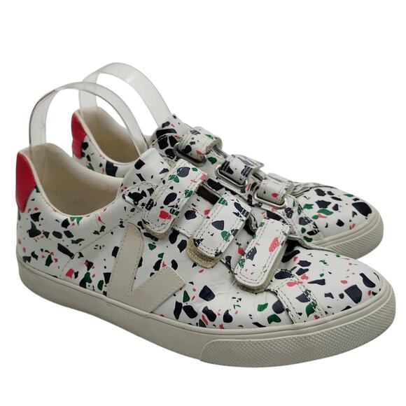 Veja Womens Esplar Leather 3 Lock Sneakers Terrazzo Paint Splatter Size US 8 - Picture 1 of 12